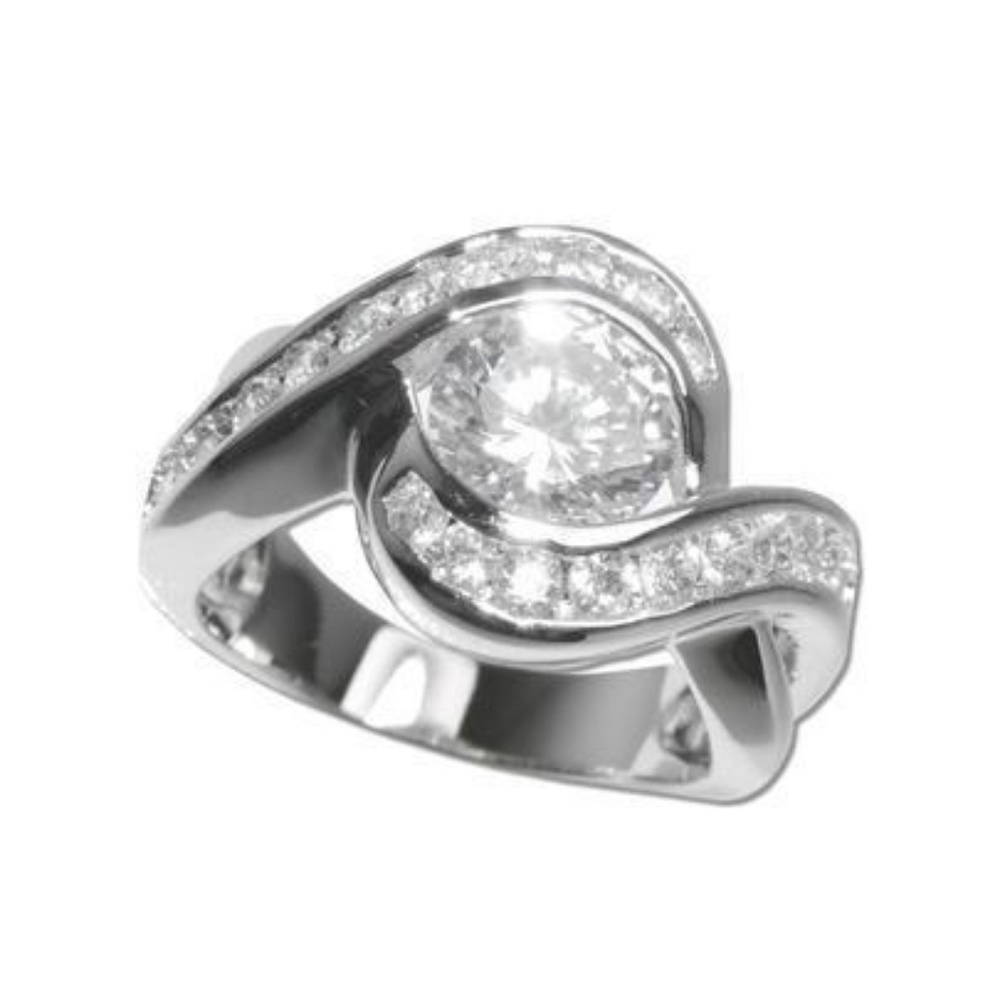 925 Silver Round CZ Diamond Ring